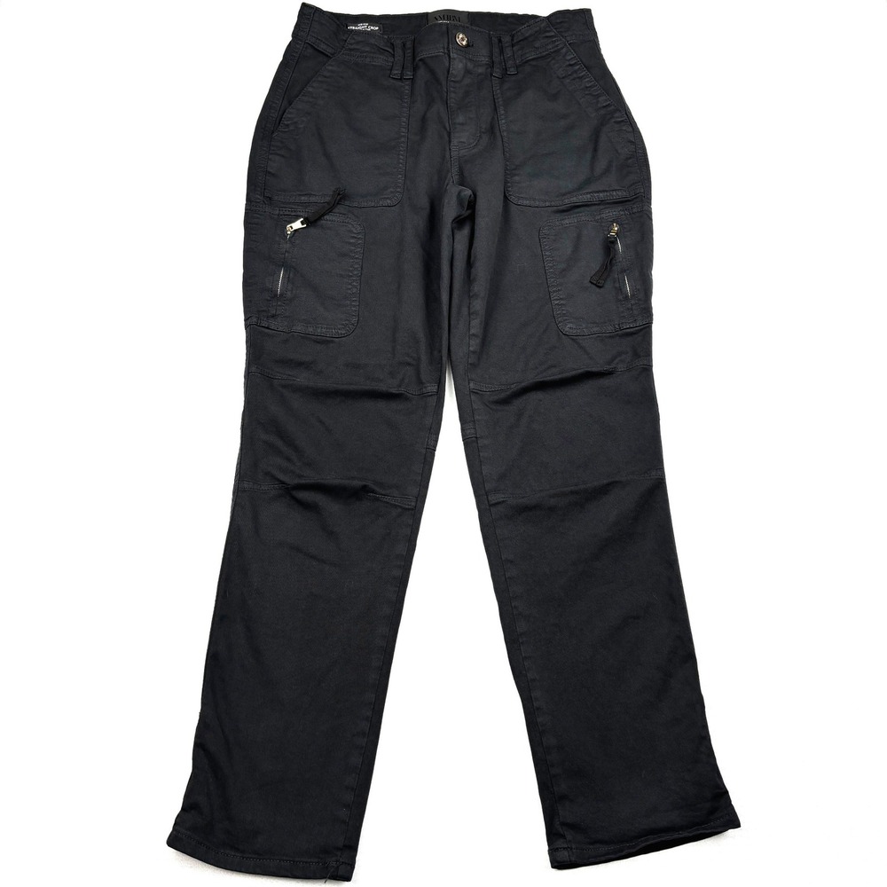 WHBM Pants Womens 4 Black Pret A Pedi Mid Rise Straight Crop Cargo Stretch Twill